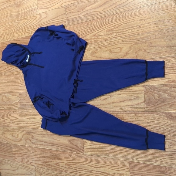 Purple hooded sweater & joggers set size XL Josie Natori Retreat Knit Meet/Greet - Picture 1 of 8